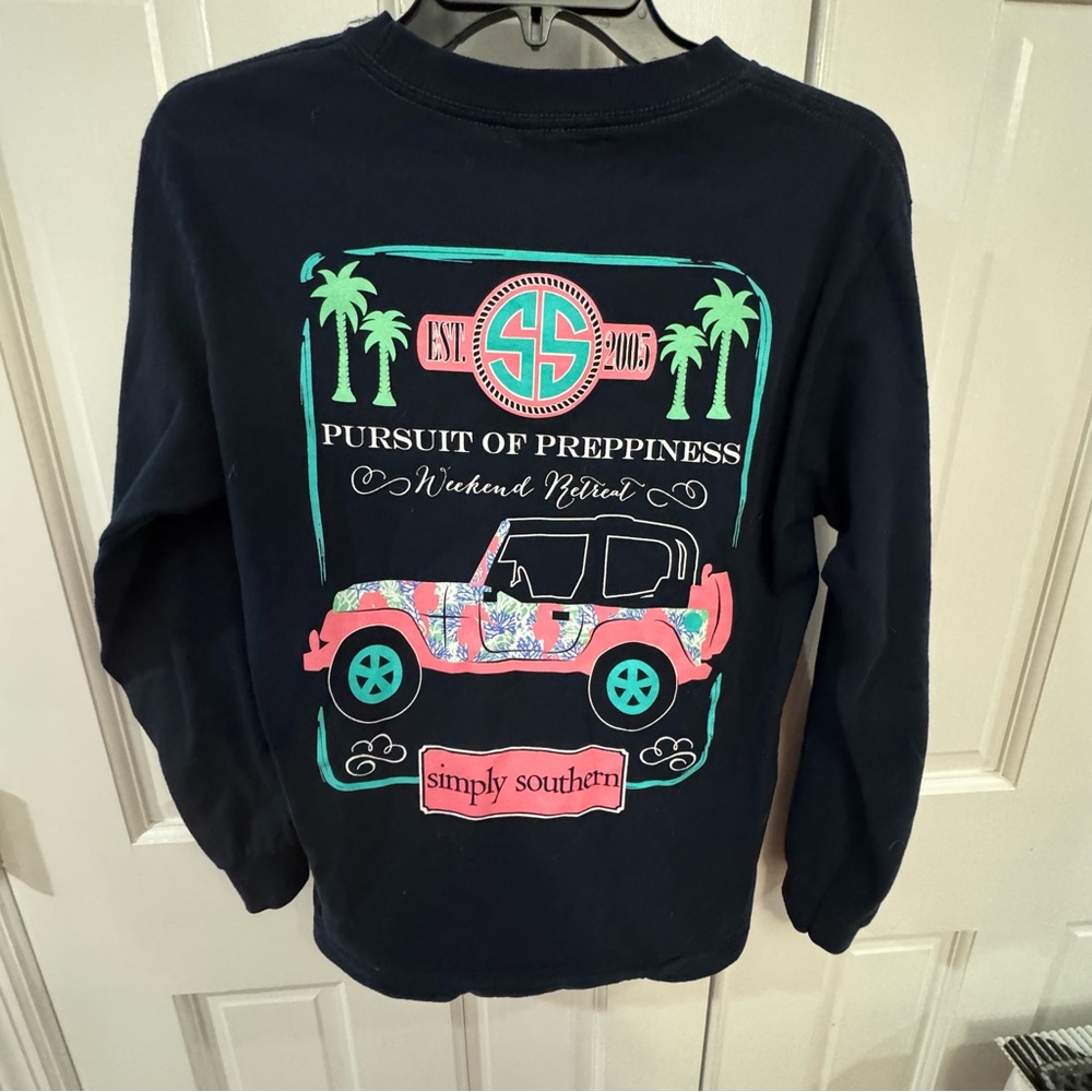 Simply Southern Long‎ Sleeve T-Shirt "Pursuit of Preppiness" Jeep Graphic Size S